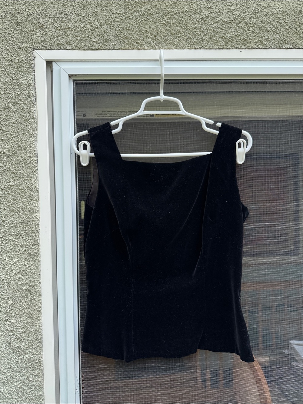 Classic Black Velvet Square-Neck Top with 2 bows on back and side zipper